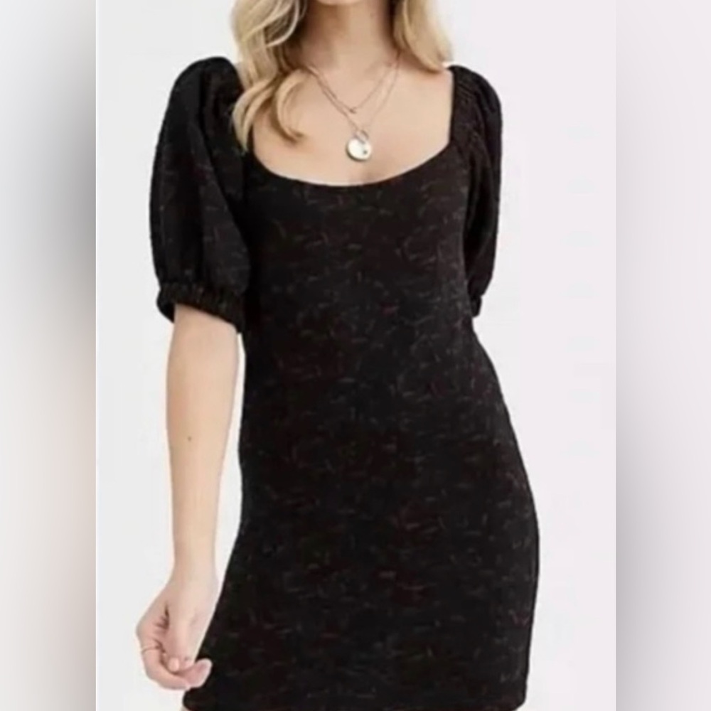 Free People Mini Dress Puff Sleeve